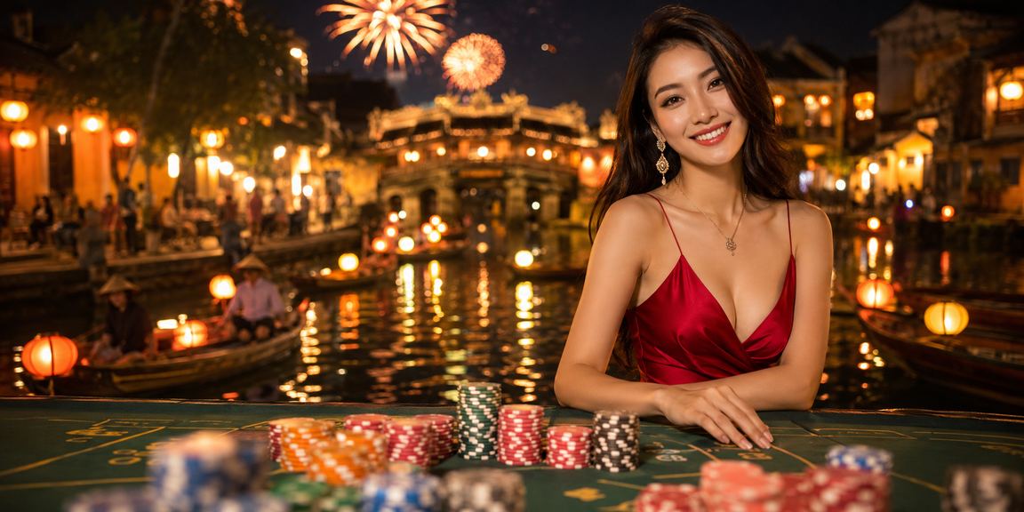 Khung cảnh sôi động cá cược thể thao trong khu chợ đêm Hội An